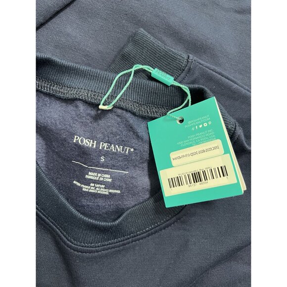 Posh Peanut Fleece Sweatshirt in Varsity Navy Blue - Picture 4 of 4